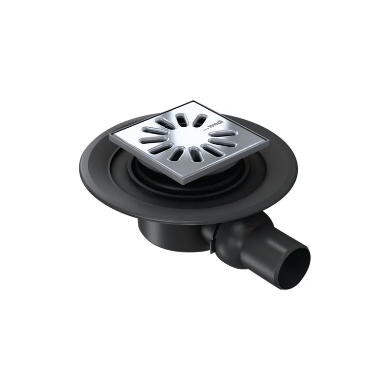 Bonde de douche sortie horizontale WEDI avec grille carrée