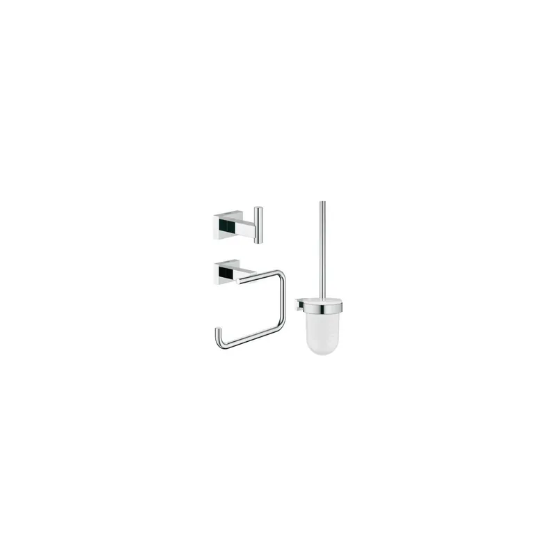 Accessoires WC GROHE Essentials Cube patère + porte rouleau + brosse