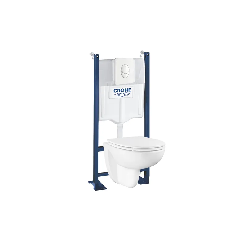 Pack WC suspendu sans bride GROHE Bau Ceramic + bâti support + plaque