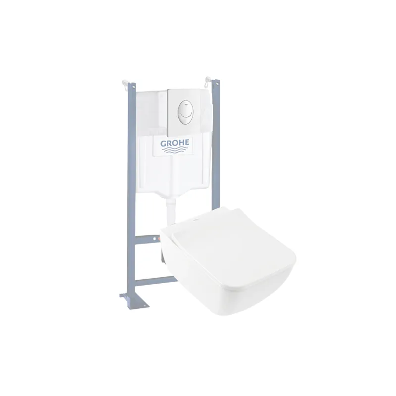 Pack WC suspendu sans bride VILLEROY & BOCH Venticello + bâti support GROHE + plaque blanche
