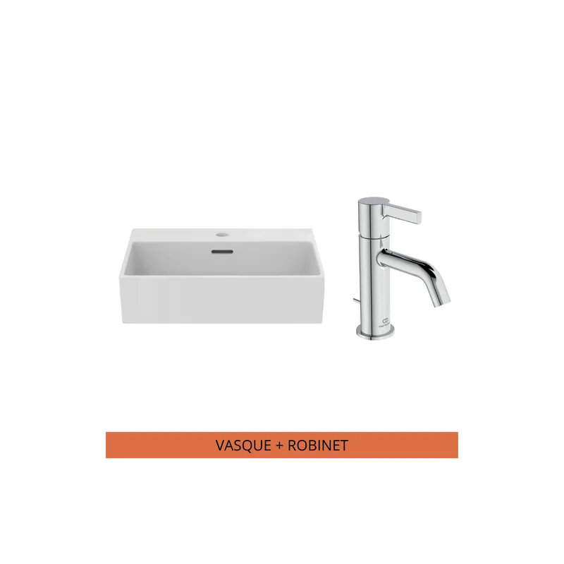 Pack Vasque 50x40 Ideal Standard Extra avec trop plein + Mitigeur Joy couleur