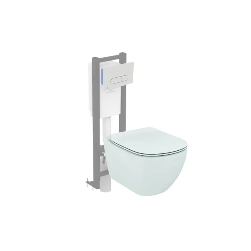 Pack WC suspendu sans bride IDEAL STANDARD Tesi Aquablade + bâti support + plaque carrée