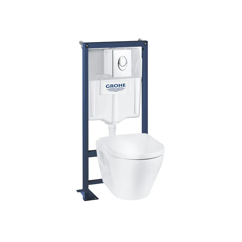 Pack WC suspendu carénée sans bride GROHE + bâti support autoportant + plaque skate Air chromé