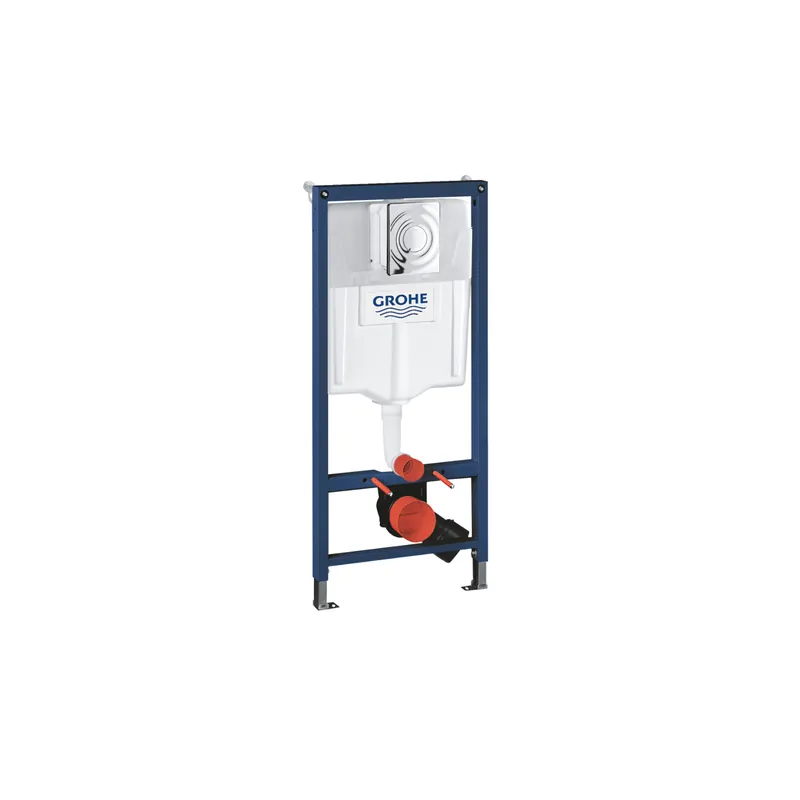 Pack bâti-support WC autoportant GROHE Solido + Plaque déclenchement Wave + Équerres murales