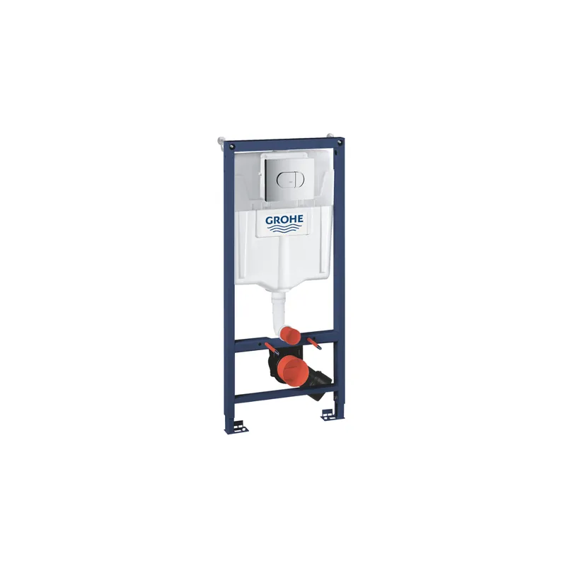 Pack bâti-support WC autoportant GROHE Solido + Plaque déclenchement Arena Cosmopolitan + Équerres murales
