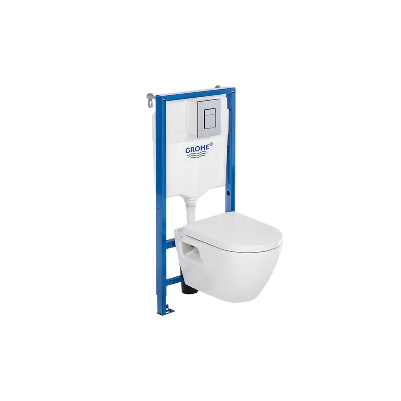 Pack WC suspendu sans bride GROHE + bâti support mur porteur + plaque Skate Cosmopolitan chromé