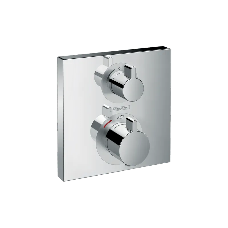 Façade robinet encastré thermostatique 1 sortie HANSGROHE Ecostat Square avec robinet d‘arrêt