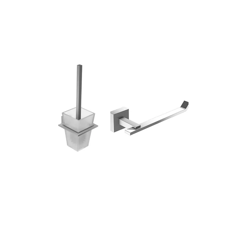 Porte-rouleau Moderne, Chrome Jacob Delafon + Porte-balai Moderne, Chrome Jacob Delafon