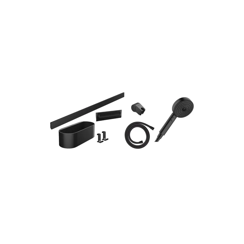 Ensemble d‘accessoires de douche sans thermostatique noir mat Hansgrohe WallStoris