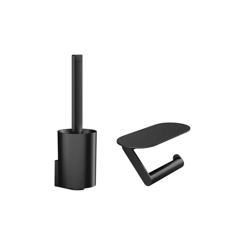Porte papier + Porte brosse WC noir mat Hansgrohe WallStoris