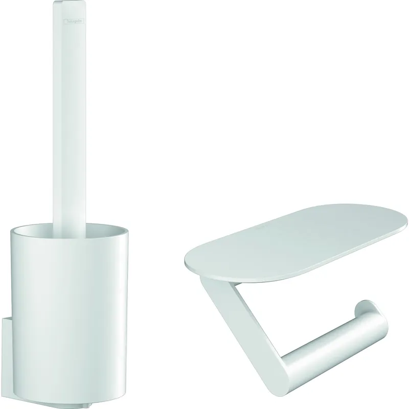 Porte papier + Porte brosse WC blanc mat Hansgrohe WallStoris