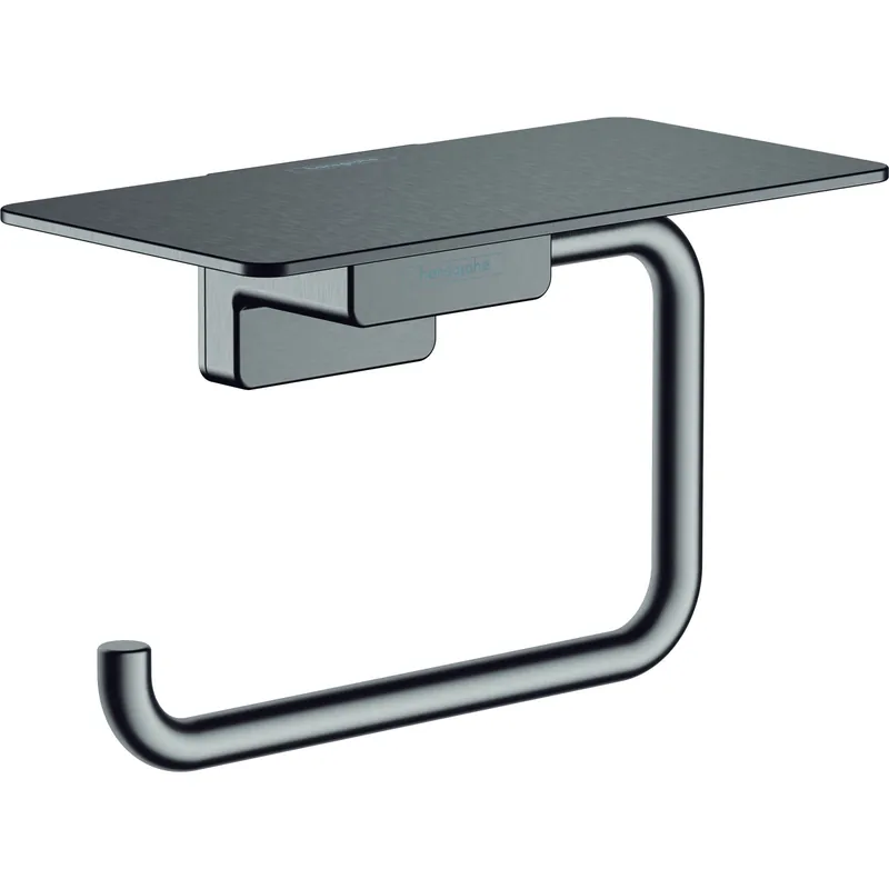 Porte-papier WC avec tablette noir chromé brossé Hansgrohe AddStoris