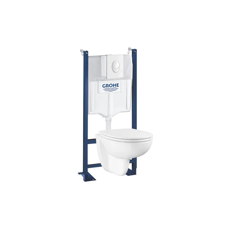 Pack WC suspendu sans bride GROHE Bau Ceramic + bâti support + plaque