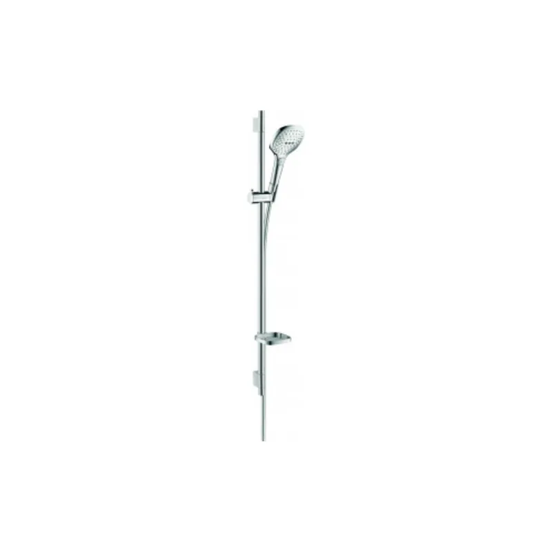 Pommeau de douche HANSGROHE Raindance Select E 120 EcoSmart 3 jets flexible barre 90 cm et porte-savon chromé
