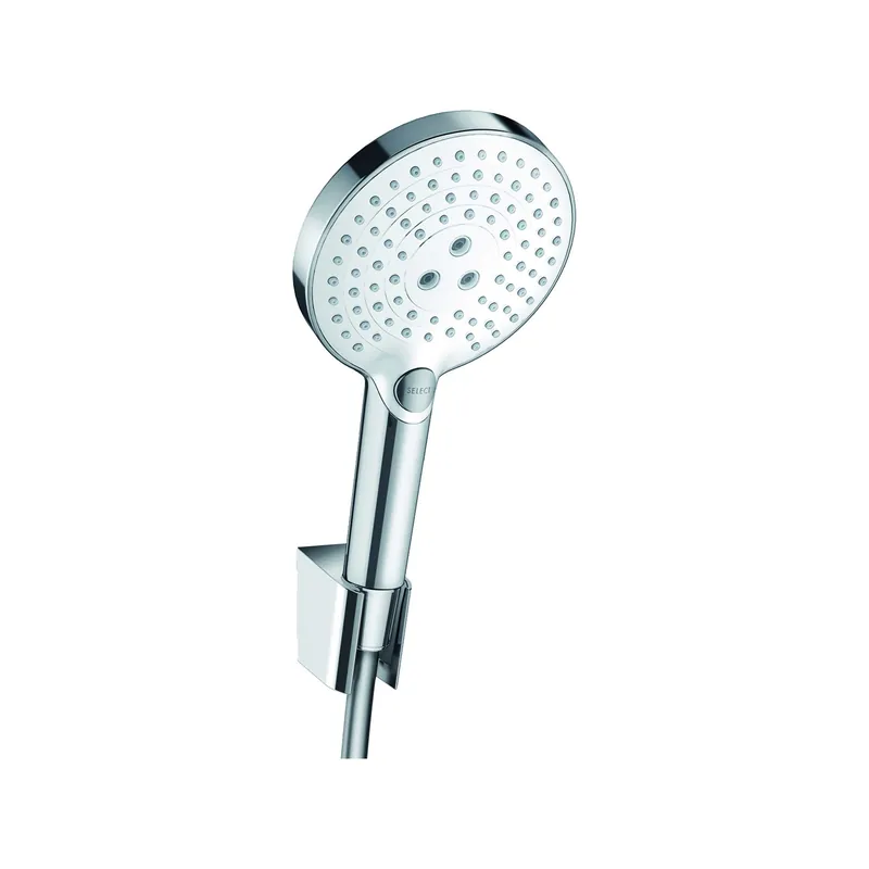 Pommeau de douche HANSGROHE Raindance Select S 120 3 jets support et flexible 160 cm blanc/chromé