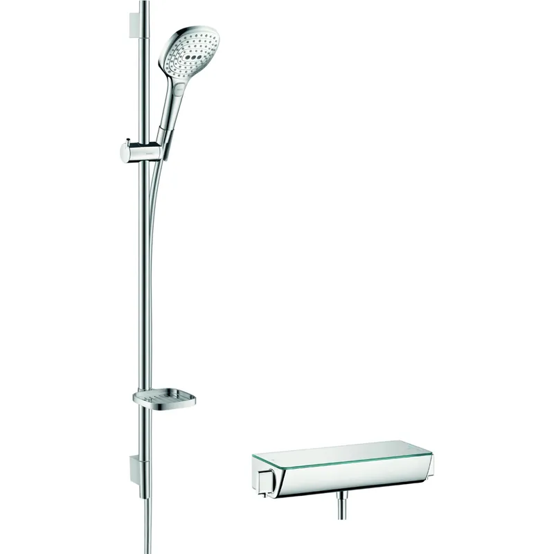 Combi douche HANSGROHE Raindance Select E 120 3 jets avec barre 90 cm Ecostat Select blanc chromé