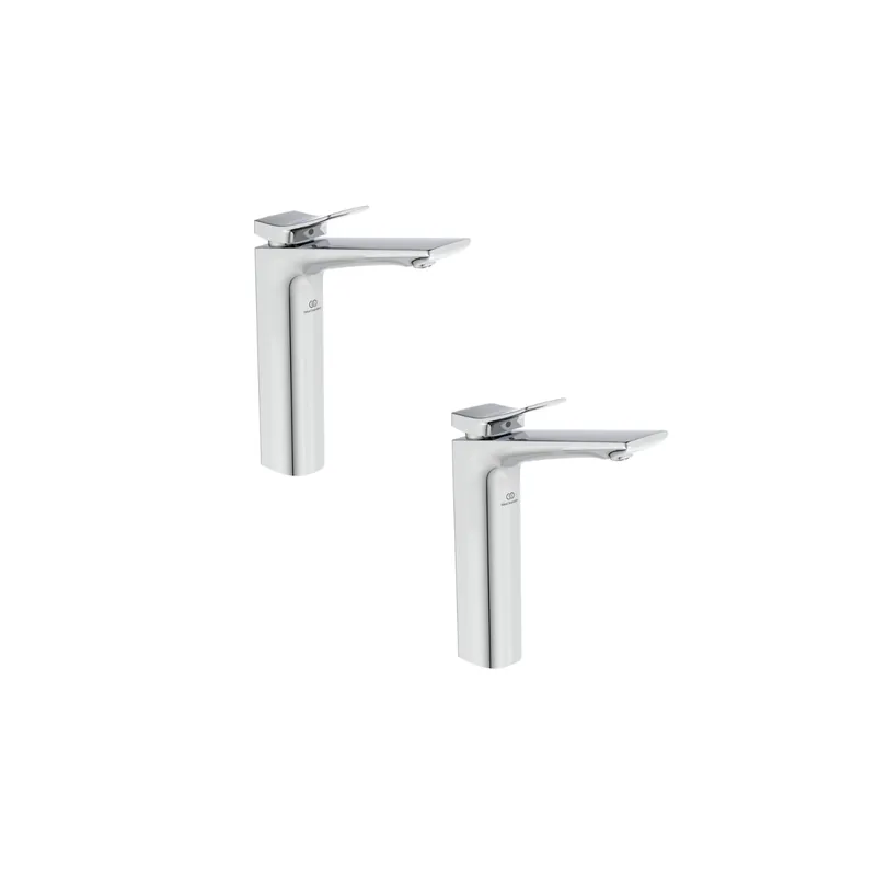Lot de 2 mitigeurs lavabo réhaussé Ideal Standard Conca sans tirette ni vidage chromé