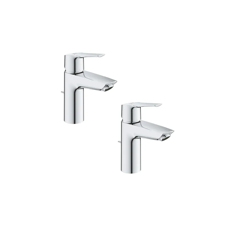 Lot de 2 mitigeurs lavabo Grohe Start 2021 taille S avec vidage chrome