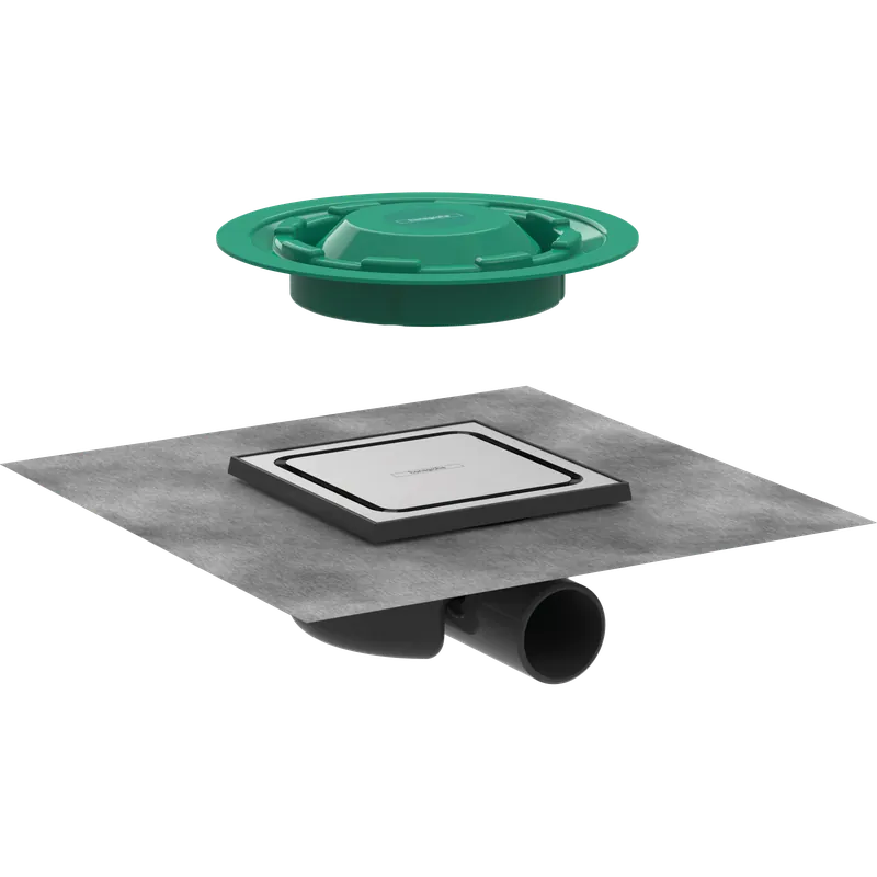 Bonde carrée receveur de douche HANSGROHE RainDrain Spot acier inox brossé