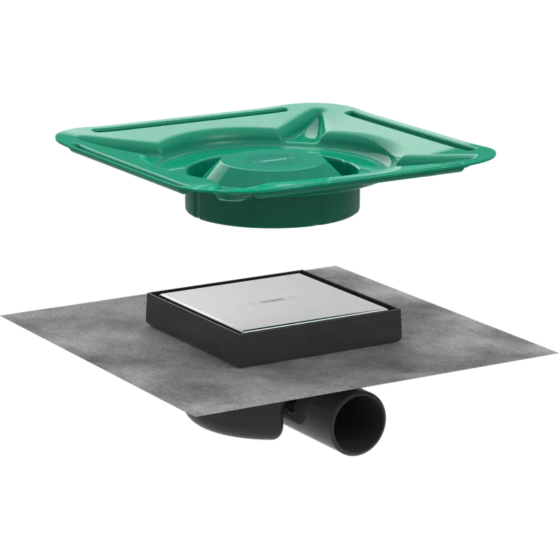 Bonde carrée carrelable receveur de douche HANSGROHE RainDrain Spot acier inox brossé