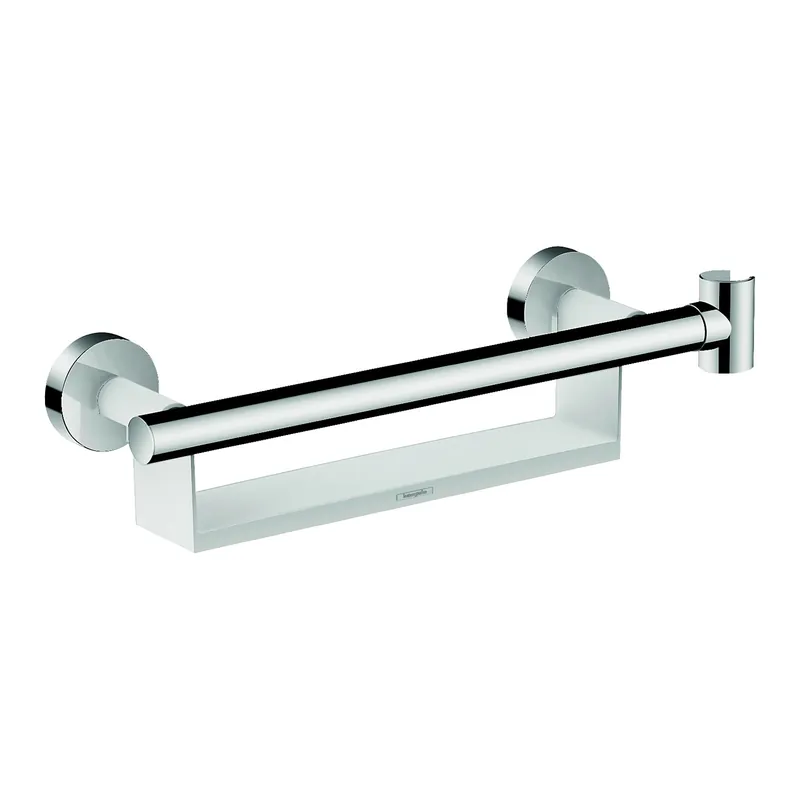 Poignée d‘appui HANSGROHE Unica avec tablette et support de douchette blanc/chromé