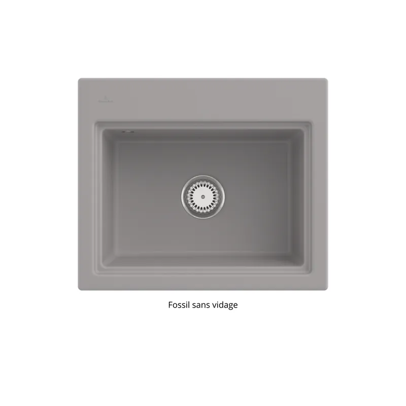 Evier VILLEROY ET BOCH Subway Style 60 S Fossil CeramicPlus vidage manuel finition aluminum brossé