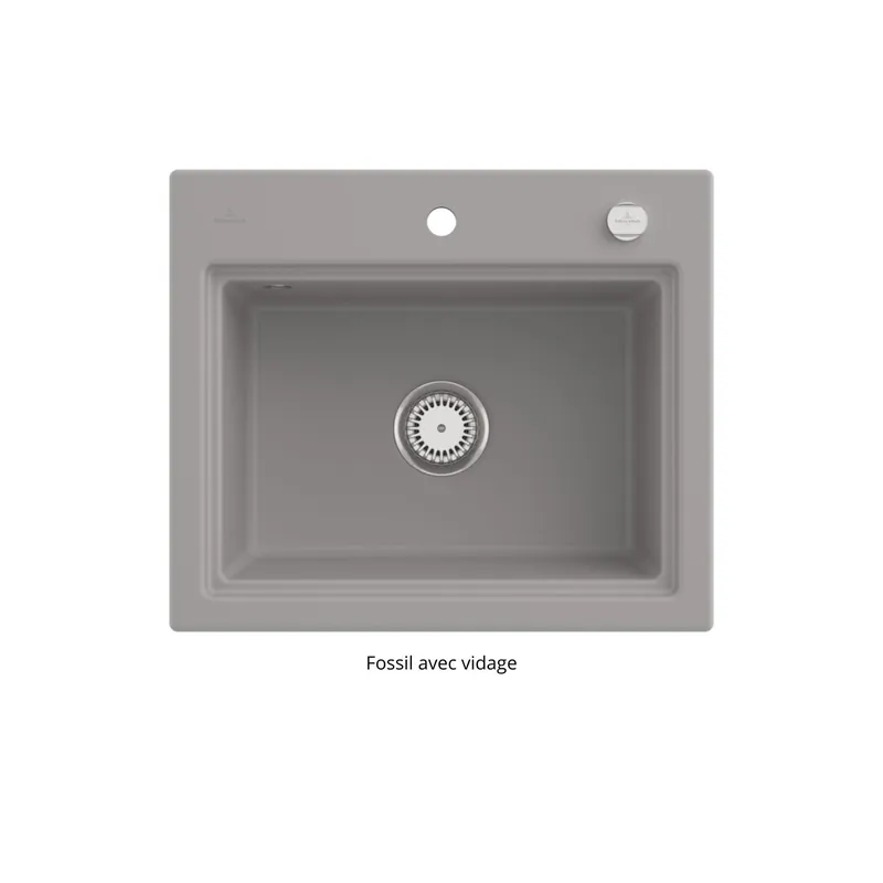 Evier VILLEROY ET BOCH Subway Style 60 S Fossil CeramicPlus vidage automatique finition aluminum brossé