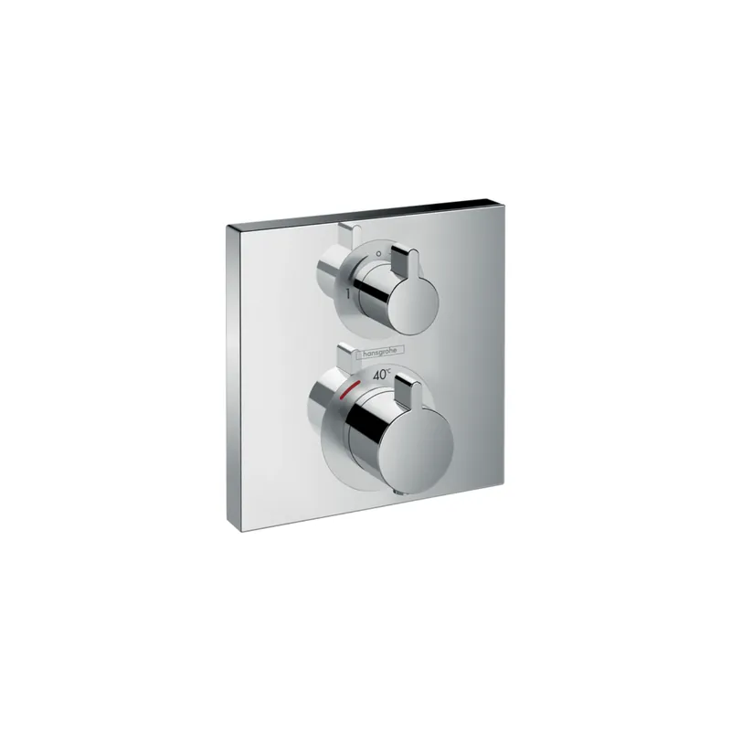 Façade robinet encastré thermostatique 2 sorites HANSGROHE Ecostat Square avec robinet d‘arrêt et inverseur