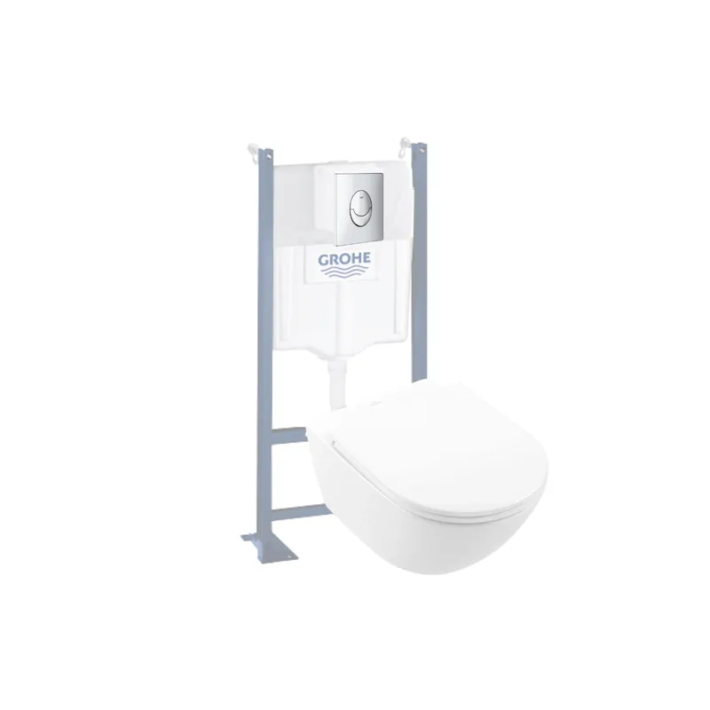 PACK WC suspendu VILLEROY ET BOCH Universo TwistFlush + bâti support GROHE + plaque