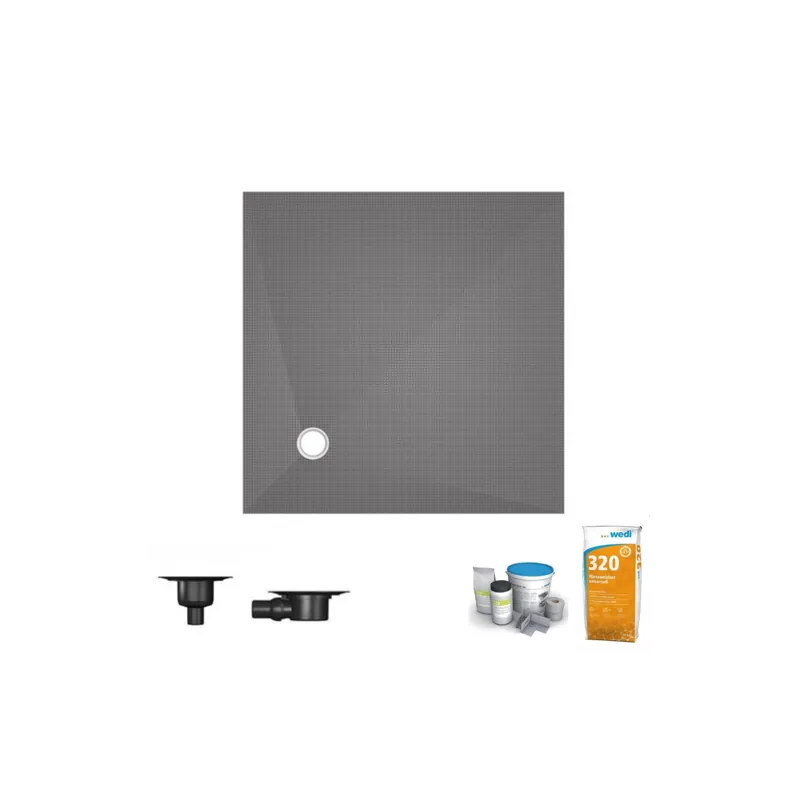 Pack receveur de douche à carreler WEDI Fundo Primo carré écoulement excentré