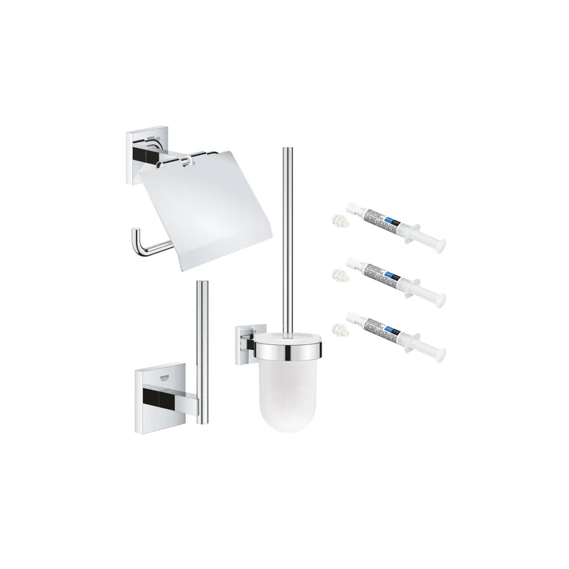 Pack accessoires pour WC GROHE Start Cube avec porte-balai + repose papier + dérouleur de papier avec couvercle + 3 colles GROHE