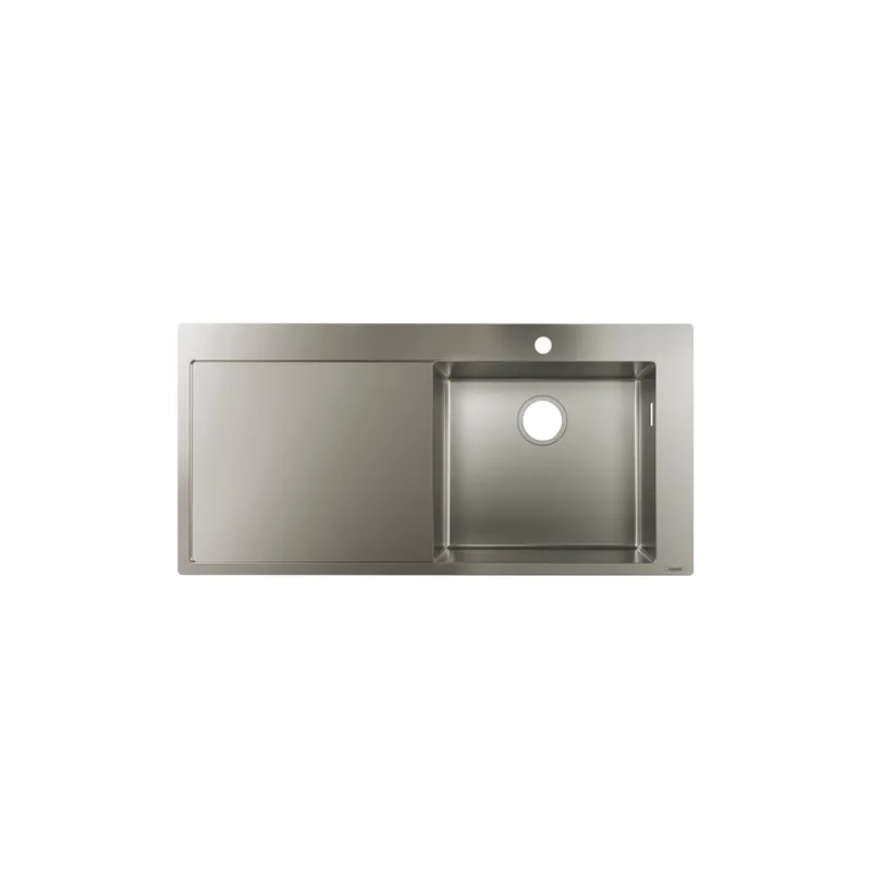Evier à encastrer 1 bac HANSGROHE S71 450 avec égouttoir à gauche inox