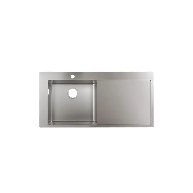 Evier à encastrer 1 bac HANSGROHE S71 450 avec égouttoir à droite inox