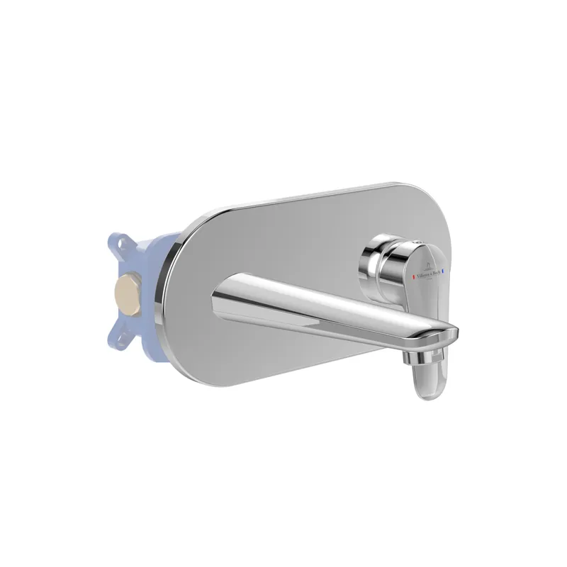 Mitigeur lavabo mural VILLEROY ET BOCH O.novo Start avec vidage Push Open chrome + corps encastré