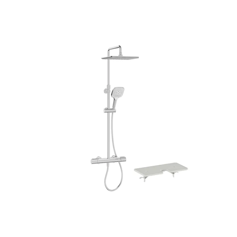Colonne de douche thermostatique JACOB DELAFON Emma chromé + tablette de douche