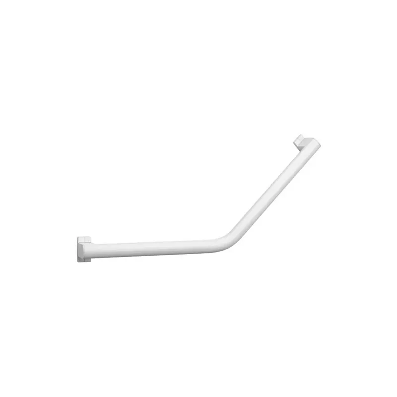 Barre de maintien coudée PMR PELLET Design 135° aluminium époxy blanc caches résine blanc
