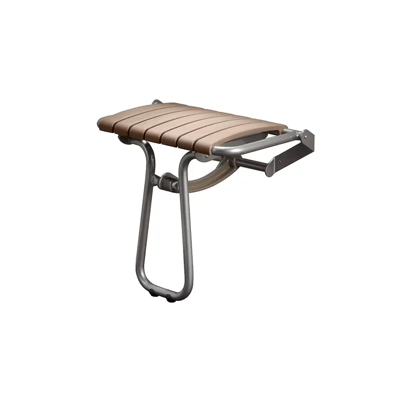 Siége de douche PMR PELLET Essentiel confort assise large avec pied aluminium époxy gris lattes taupe