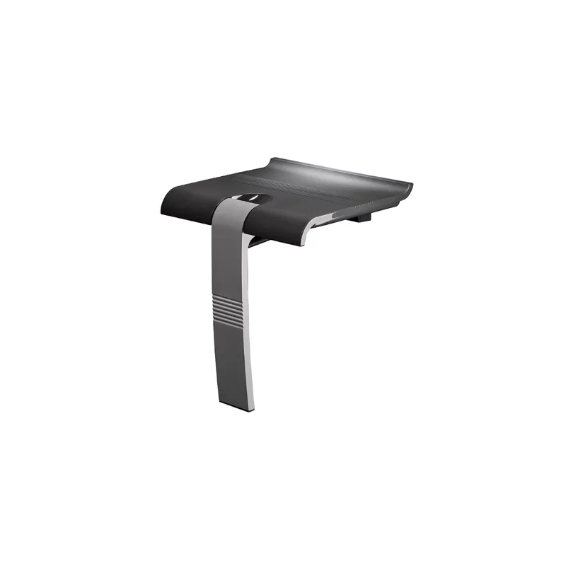 Siège de douche PMR PELLET Design escamotable gris anthracite piètement aluminium époxy gris