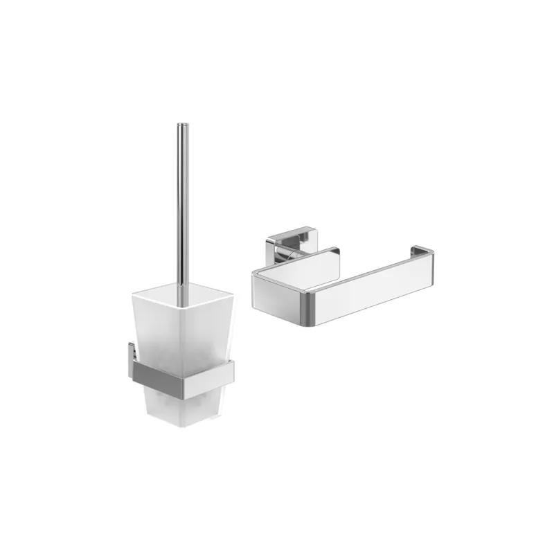 Dérouleur de papier toilette sans couvercle + Ensemble brosse WC VILLEROY ET BOCH Striking Chrome