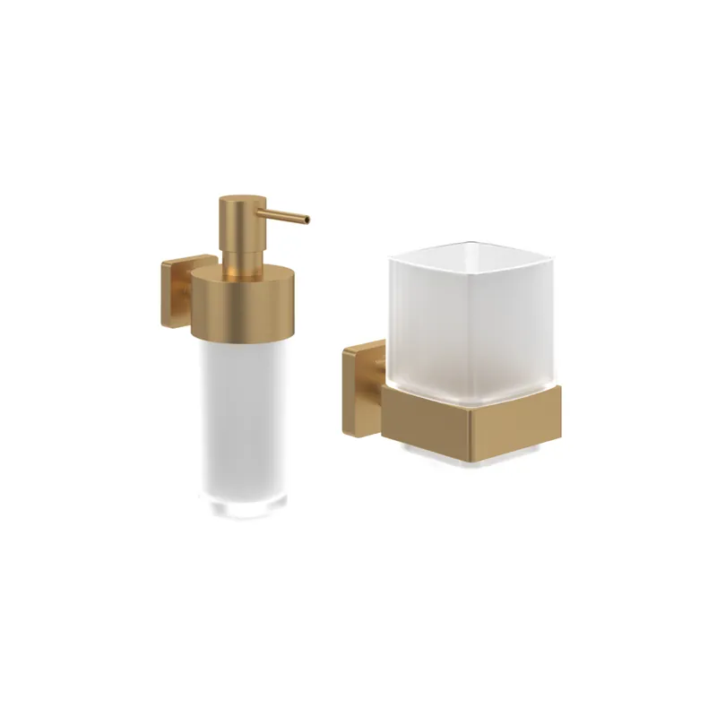 Porte-verre + Distributeur de savon VILLEROY & BOCH Elements Striking Gold brossé