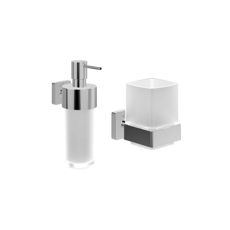 Porte-verre + Distributeur de savon VILLEROY & BOCH Elements Striking Chrome