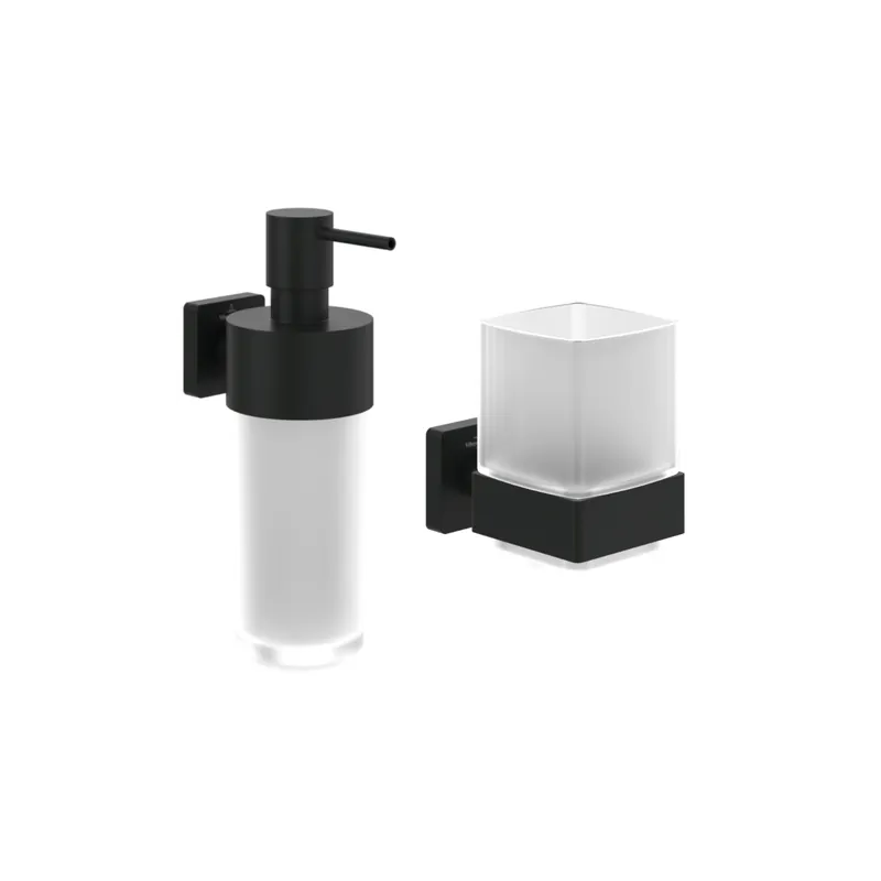 Porte-verre + Distributeur de savon VILLEROY & BOCH Elements Striking noir mat