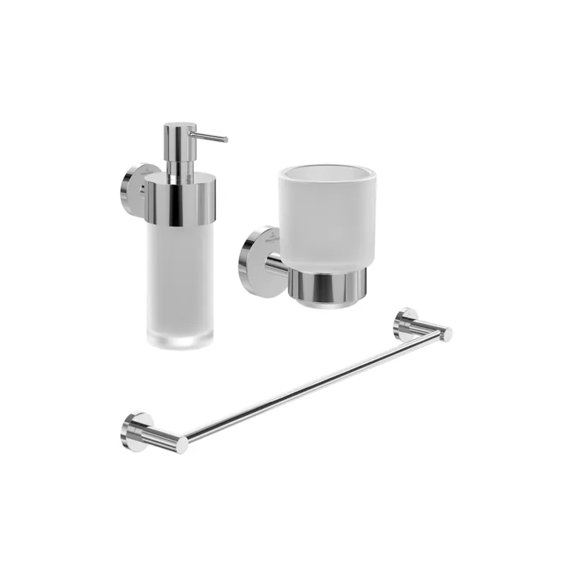 Porte-verre + Distributeur de savon + Barre porte-serviettes VILLEROY & BOCH Elements Tender
