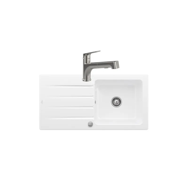 Evier VILLEROY ET BOCH Architectura 60 + Robinet de cuisine Junis Shower