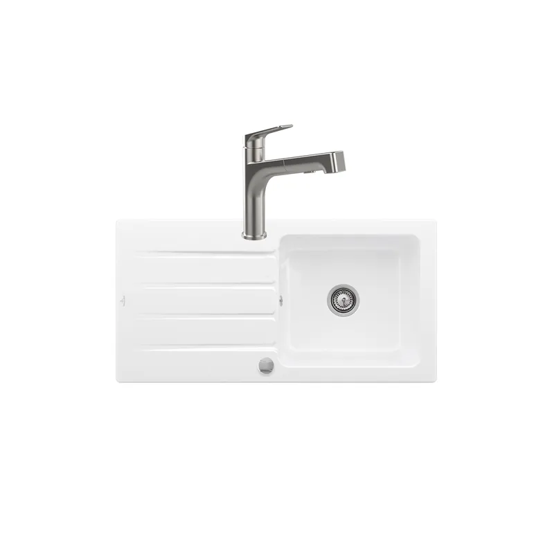 Evier VILLEROY ET BOCH Architectura 60 + Robinet de cuisine Junis Sky Shower