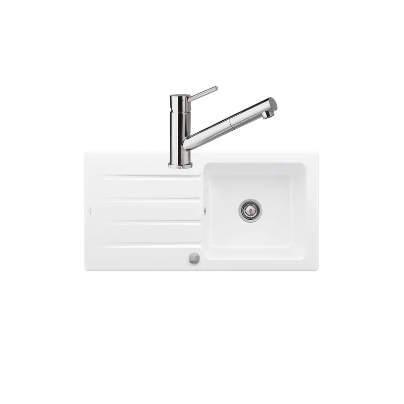 Evier VILLEROY ET BOCH Architectura 60 vidage auto + Robinet de cuisine Como Shower