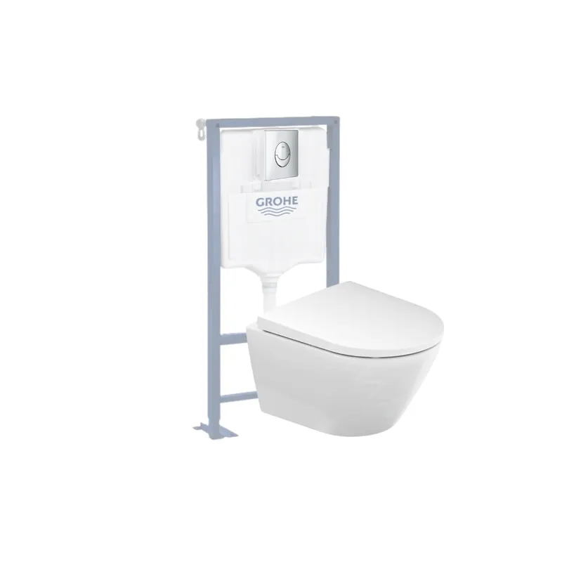 Pack WC suspendu sans bride compact DURAVIT D-Neo + bâti support GROHE + plaque