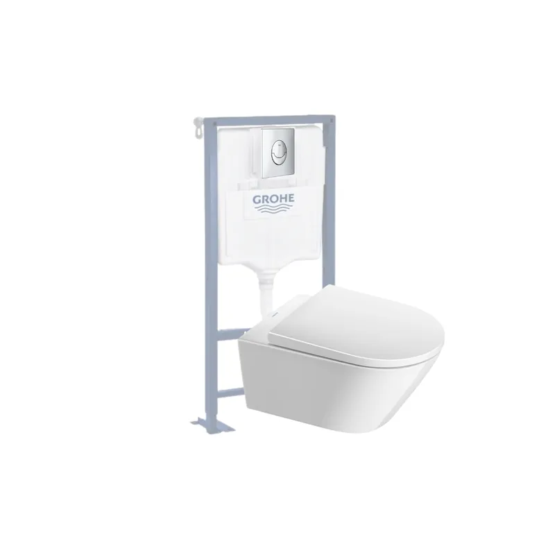 Pack WC suspendu sans bride DURAVIT D-Neo + bâti support GROHE + plaque