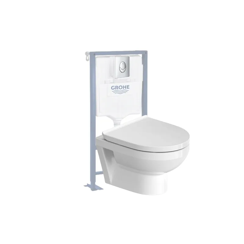 Pack WC suspendu sans bride compact DURAVIT Duravit No.1 + bâti support GROHE + plaque
