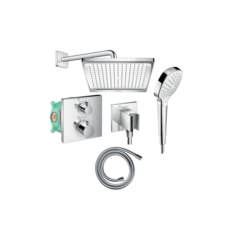 Colonne de douche encastrée thermostatique HANSGROHE Ecostat Square chromé